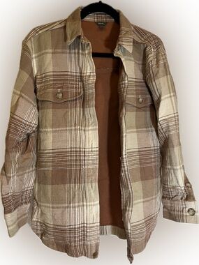 Eddie Bauer Plaid Flannel Shirt Jacket Size S – Cozy Button Front Shacket